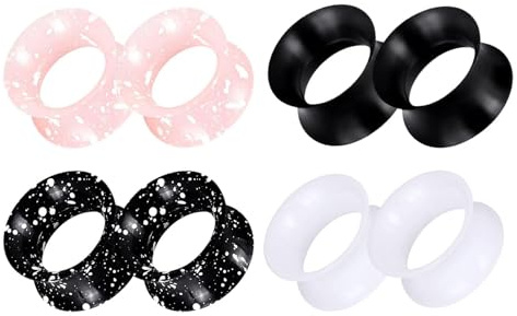 GUSXPPD 4 Paar Flesh Tunnel aus Silikon, 6-25mm Silikon Ohr Tunnel Set, Flexibel Flesh Tunnels Extra Soft Plug Expander Piercing Schmuck für Frauen Männer