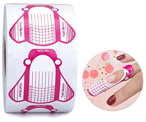 G2PLUS 500 Stück nagelschablonen verlängerung, Rosa Gel Nägel Schablonen, Selbstklebende Nagelschablonen für Nagelverlängerung