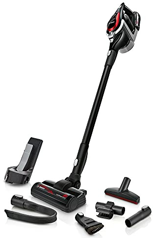 Bosch Akku-Staubsauger Unlimited Serie 8 ProPower BSS81POW1, kabelloser Handstaubsauger, beutellos, Hygiene-Filter, hohe Saugleistung, Lange Laufzeit, XXL-Polsterdüse, Fugendüse, schwarz