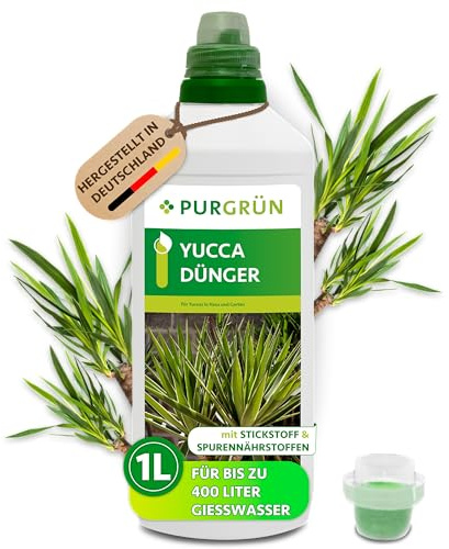 Purgrün® Yucca-Dünger 1 Liter – Schnelles Wachstum dank Stickstoff – Premium-Flüssigdünger mit Spurennährstoffen – Stärkt die Widerstandskraft – Ergiebiges Konzentrat für 400 Liter Gießwasser
