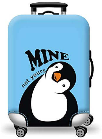 Koffer Abdeckungen, Kofferhülle Elastisch Kofferhülle 18-32 Zoll Kofferschutzhülle Gepäck Cover Blauer Pinguin Reisekoffer Hülle Kofferschutz Luggage Cover (L für 26-28 Zoll Gepäck)