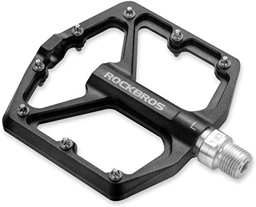 ROCKBROS Fahrradpedale, CNC-Gefräste 9/16-Zoll Flat Pedale aus Aluminium, Flachpedale mit Rutschfester Plattform & Cr-Mo-Stahlachse für MTB, Rennrad, Gravel & Trekkingbike