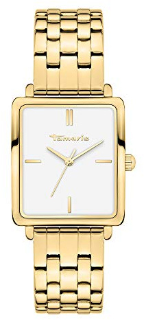 Tamaris Damenuhr mit eckigem Gehäuse & Edelstahlband oder Lederband – Schlichte Armbanduhr für Damen in Silber, Gold, Roségold, Schwarz, Blau, Grün, Lila UVM