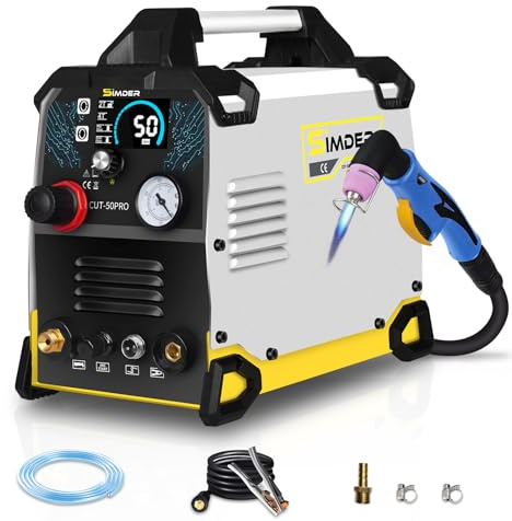 SSIMDER 50 Amp Plasmaschneider, Non-Touch-Pilotbogen, 110 V/230 V, schneidet 1/2 Zoll Metall, für raue/lackierte/rostige Oberflächen, 2T/4T-Modus, Frontluftregler, für Autoreparatur