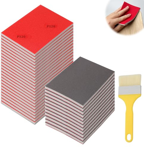 Hexizexi 36 Stück Schleifschwamm P180-P4000 Schleifschwamm Holz Nass-und Trocken Nassschleifpapier Set Geeignet zum Polieren von Holz Metall Farbe Modellen und Möbeln