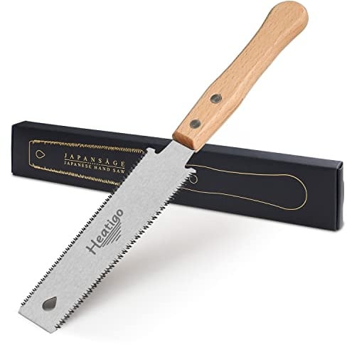 Japansäge Handsäge, Heatigo Zweischneidig Zugsäge 11/17 TPI Holz Feinsäge Japanische Säge Bündigschnittsäge für Heimwerken Holzbearbeitungswerkzeuge Outdoor Säge