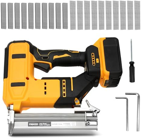 Dewalt Nagelpistole Akku Nagler für Dewalt 2 in 1 Tacker | 18GA Bürstenlose Elektrisch Nagelpistole, 2000 Nägel, 2 Schraubenschlüssel für Holzverarbeitung (Ohne Akku)