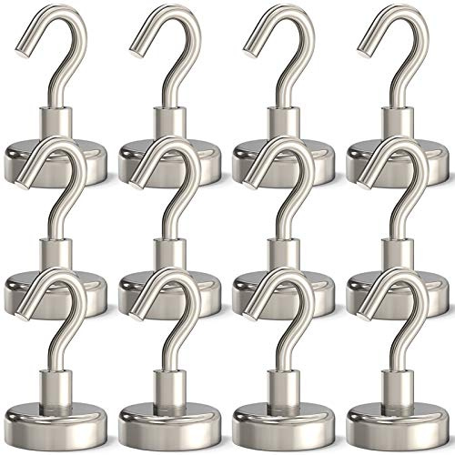 Greatmag, magnetische Haken, 15,9 kg, strapazierfähige Magnethaken, ideal für Handtuch, Grill, Küche, drinnen oder draußen, 12 Stück
