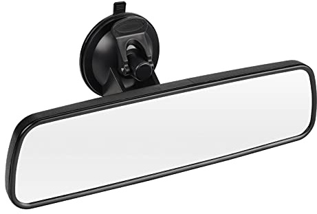 SLIIMU Auto Rückspiegel mit Saugnapf, 240mm Blendschutz Universal Innenspiegel, Weiß Glas Large Vision Weitwinkel Flacher Spiegel Montiert auf Windschutzscheibe für Car Auto SUV Van