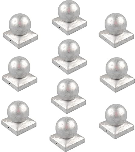 Baumarktplus 10x Pfostenkappe verzinkt Abdeckkappe für Pfosten Kugel 71 mm 7 x 7 cm