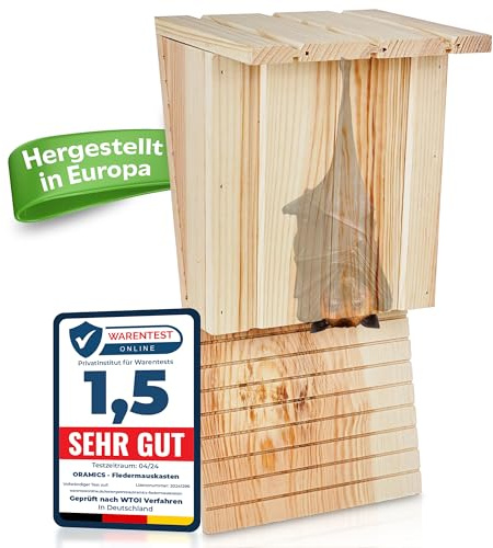 3 Stück Oramics Fledermauskasten aus Kiefernholz [Made in Europe] – Fledermaushaus für den Garten als Unterschlupf und Winterquartier für Fledermäuse – Fledermaus Nistkasten Winter- und Wetterfest