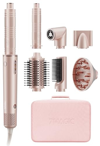 7MAGIC 7 in 1 Airstyler, Professioneller Hairstyler Set, 110000 U/Min, 1400W, Rundbürstenföhn, Lockenstab Auto-Wrap, Glätteisen, Ionen Föhn, Zum Styling, Volumisieren, Locken und Glätten, mit Reisebox