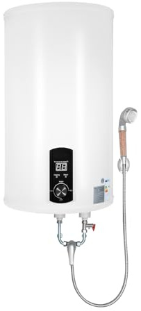 Konfiur 2KW 120L Elektro Warmwasserboiler, IPX4 Vertikal Led Durchlauferhitzer Warmwasserspeicher ABS Wandhängender Boiler für Küchen, Toiletten, Friseursalons, Bäder, Wohnwagen (120L)