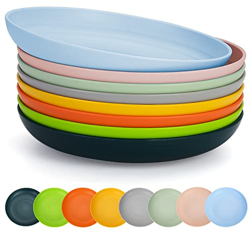 Berglander teller set 8 Farben 23cm Wiederverwendbares für Nudelschalen Vorspeisen Fallfest Dessertkorn Ramen BPA-freies Mikrowellenfest Spülmaschinenfest