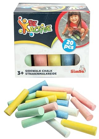 Simba 20 Straßenmalkreiden, 5 Farben: Blau, Gelb, Rot, Grün, Weiß, 2,5x10,5cm, ab 3 Jahren