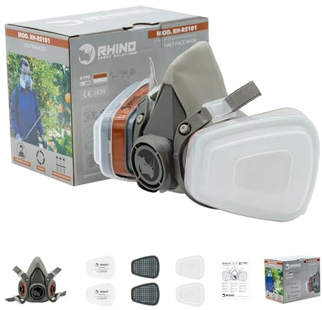 Rhino Gesichtsabdeckung für Malerei, Staub, Partikel, Chemikalien, Maschinenpolierung, organische Dämpfe, Pollen und Chemikalien, mit Filterbaumwolle