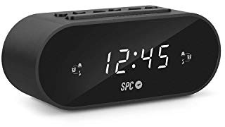 SPC Frodi - Kompakter Radiowecker mit LED-Display, FM-Radio, 10 Speicher und 2 Alarmfunktionen, Radiowecker Digital - Schwarz