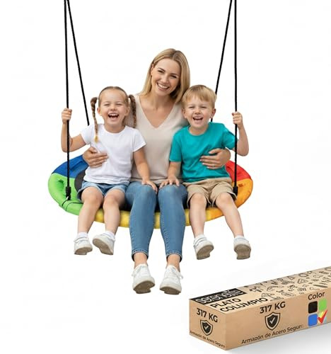 SereneLife Nestschaukel Indoor Outdoor, 100 cm Kinder Schaukel, bis 270 kg belastbar, Baumschaukel für Garten, Kinder & Erwachsene, Regenbogen