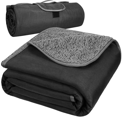 Kato Tirrinia Wasserdichte Camping‑Decke Outdoor 130x150 cm, Schwarz | Fleece‑Thermodecke, ultraleicht und warm,Outdoor Camping Matte, Geeignet für Stadion, Camping, Picknick ,Reisen,Backpacking