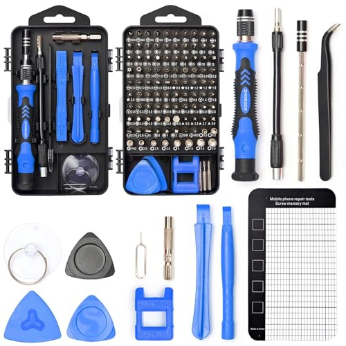 SHARDEN Feinmechaniker Schraubendreher Set, 122 in 1 Reparatur Werkzeug Kit | mit Torx T2 T5 T6 T8 T9 für Uhr, PC, Brille, PS, Kamera, Phone mit 1 Magnetische Pad