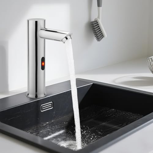 ENCOFT Akku Wasserhahn mit Sensor Einstellbarer Warm und Kaltwasserhahn Infrarot Automatisch Armaturen für private Badezimmer und Öffentliche Toiletten