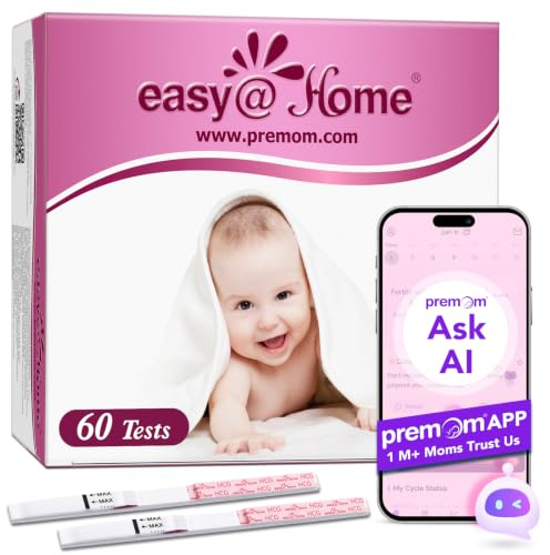 Easy@Home 60 x Schwangerschaftstest Frühtest 10 mIU/ml - Empfindlicher Pregnancy Test - Frühschwangerschaftstest Streifen mit Hochpräzise | Zuverlässiger Frühtest Schwangerschaft