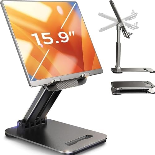 LISEN Tablet Ständer für iPad Halterung Tisch Klappbar, Tablet Halter Stand Höhenverstellbar Transportieren Schreibtisch Zubehör für Kindle Apple iPad 11 Air Pro Mini Lenovo Samsung Tab A11 4.0-15.9