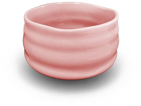 AIYICIII Keramik Matcha Schale, Handgefertigte Japanische Grüntee Tasse, Matcha Teeschale mit Schneebesen für Zeremonie Chawan 500ml 17oz (Rosa)