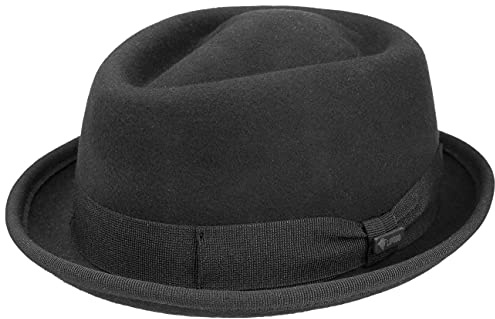 Lipodo Gratus Pork Pie Hut Diamond Made in Italy Damen und Herren Sommer Winter schwarz M (56-57 cm)