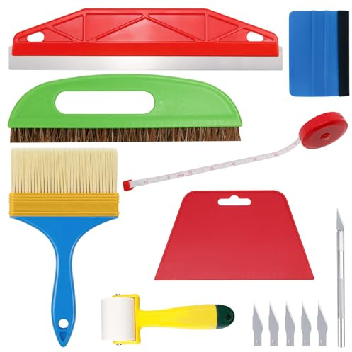 15-teilig Tapezierwerkzeug Set,Professionelle Tapezierset | Handwerkzeugsatz für Klebekontakt,Tapeten,Fensterfolie