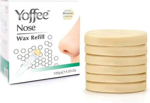 Original Yoffee Nose Wax Refill - Nasenhaar Wachs Nachfüllpackung - 6x20g Discs (120 g) - Nose Hair Removal Wax für Männer & Frauen - Nasenhaarentferner aus Bio Bienenwachs & Aloe Vera - Made in Spain