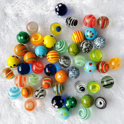 Tokaneit 10 Stück Bunte Katzenaugen-Glasmurmeln, Transparente Handgefertigte Murmeln, für Deko und DIY-Projekte, Mischfarben