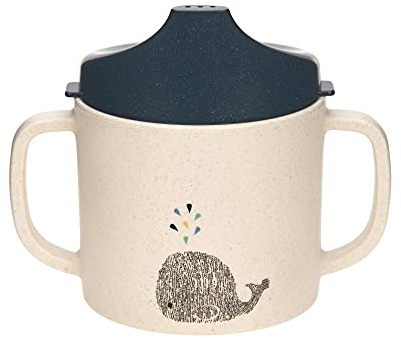 LÄSSIG Kinder Trinklernbecher mit Henkel und abnehmbarem Deckel 150 ml/Sippy Cup Little Water Whale