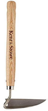 Kent & Stowe Schneidehacke – Gartenhacke aus Edelstahl mit Stiel aus Eschenholz, Entfernt Unkraut und Moos, Unkrautjäter, Länge: 32 cm