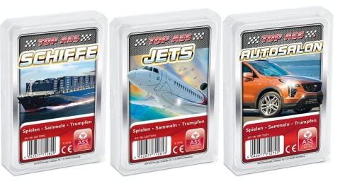 AssAltenburger 3-er Set Quartettspiele - Quartett Verkehr Bestehend aus 1. Schiffe - 2. Jets- 3. Automobile