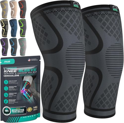 MODVEL Kniebandage Set für Damen und Herren – Stabiler Halt beim Sport, Training, Fitness, Wandern, Alltag – Bequeme, Hautfreundliche, Atmungsaktive Bandage aus Weichem Nylon-Latex-Gewebe