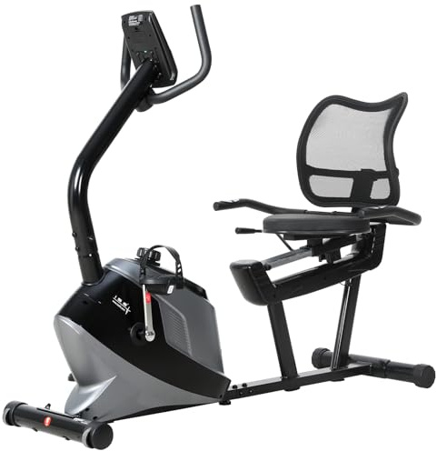 ISE Liegeergometer mit Magnetbremse, Liege Ergometer mit 8 Stufen Magnetischer Widerstand, Pulssensoren/LCD-Display, Liegeergometer Senioren Liegerad Heimtrainer mit Rückenlehne für Zuhause SY-6825