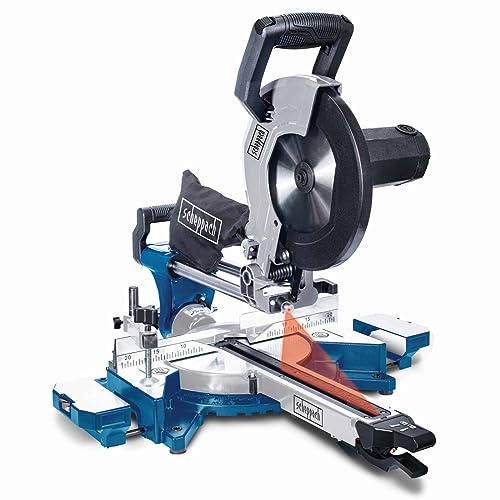 Scheppach Kappsäge HM110MP für Holz, Alu, Stahl, Kunststoff, Kupfer | 90mm Schnitthöhe | 340mm Schnittlänge | 2 Geschwindigkeiten | Ø254mm HW-Sägeblatt | Laser & Softstart | Kappzugsäge Gehrungssäge