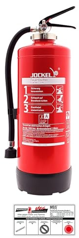 9Liter Gel-Feuerlöscher Gellöscher Sonderlöscher für Lithium-Ionen-Akkus DIN EN 3, GS + Wandhalter + Standfuß, 8 A = 4 LE Feuerlöscher mit Instandhaltungsnachweis von MBS-FIRE