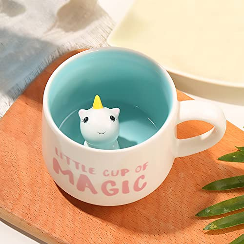 3D Einhorn Tasse aus Keramik, Einhörner Kaffeetassen Geschenke für Mädchen | 3D-Einhornfigur im Inneren, handgefertigt, Geschenk für Mädchen, Frauen und Freundin, Geburtstag oder Weihnachten