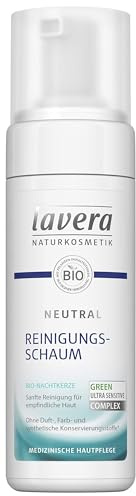 lavera Neutral Reinigungsschaum - Bio Nachtkerze - Sanfte Gesichtsreinigung - empfindliche Haut - Neurodermitis - Medizinische Hautpflege - vegan - Bio Pflanzenwirkstoffe - Naturkosmetik - 150 ml