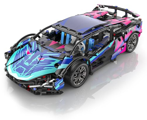 Technik Supersportwagen Klemmbausteine Set, 1:14 Rennwagen Modellauto | 806 Teile Modellbausatz, Detailreicher Sportwagen Baukasten, Konstruktionsspielzeug Geschenk für Erwachsene und Jugendliche