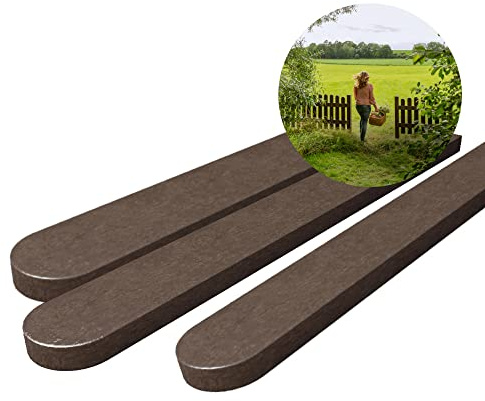 hanit® Zaunlatten | 120cm x 6cm x 2cm | braun | 3 Stück | witterungsbeständige und pflegeleichte Zaunbretter mit Rundkopf