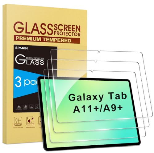 SPARIN Panzer Schutz Glas für Samsung Galaxy Tab A11+/A9+ 11“ 2025/2023 | 3 Stück 9H Härte Schutzfolie für Galaxy Tab A11 Plus/A9 Plus, Kratzfest,Anti-Bläschen,HD-Klar