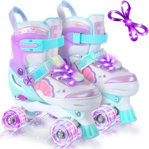 BELEEV Rollschuhe Kinder 4 Größen Verstellbare, Rollschuhe Mädchen