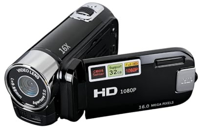 Yosoo Health Gear Videokamera Camcorder, 4K 48 MP DV Handkamera, 2,7-Zoll TFT drehbarer Bildschirm, 16 facher Digitalzoom Videokamera mit USB Kabel, Kompakter Camcorder (Black)