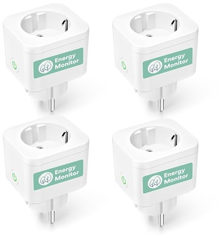 Meross Smart Home Steckdose 4er Pack, WLAN WiFi Steckdose mit Strommessung (16A), kompatibel mit Alexa, Google Home & SmartThings, Sprachsteuerung, Fernzugriff und Timerfunktion