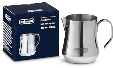 De'Longhi Milchkännchen DLSC060, Milchkännchen für manuelles Aufschäumen, ergonomischer Griff, Kapazität 350 ml, Edelstahl