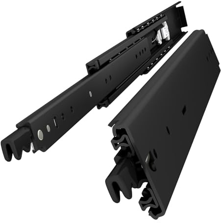 VADANIA Schwerlast Schubladenauszug mit Schloss 600mm, 204kg Tragfähigkeit Vollauszug-Kugellager, Seitenmontage, Schwarz #D76, 1 Paar