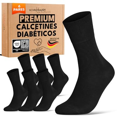 sockenkauf24 Diabetikersocken ohne Gummibund & ohne Naht 97% Baumwolle (6 Paar) Diabetiker Socken mit Komfortbund für Damen & Herren